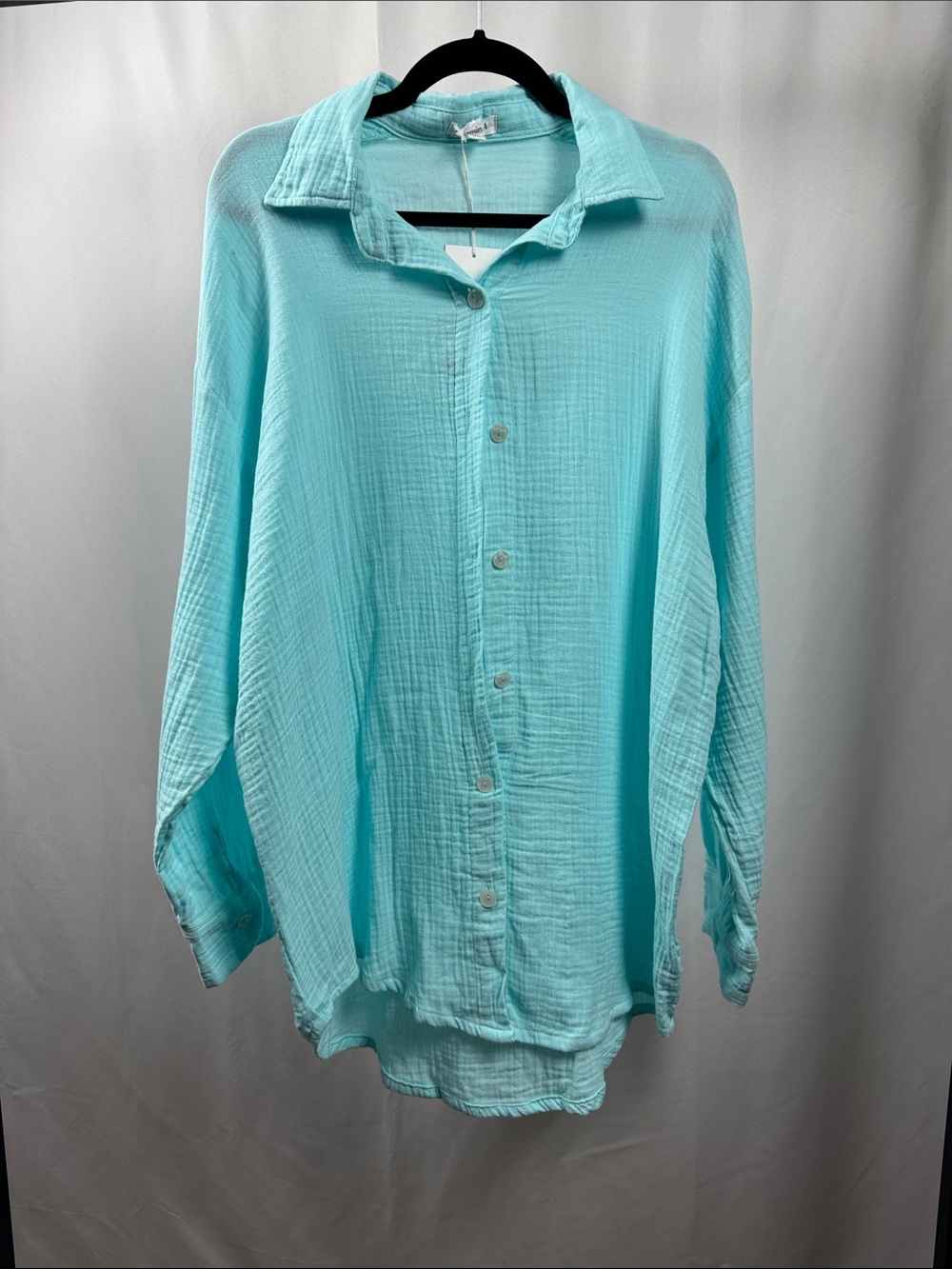 Vitamin A Playa Aqua Oversized Gauze Beach Coverup Shirt Large NWT - Picture 2 of 14
